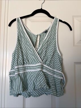 Striped Green Wrap-Front Women’s Tank Top